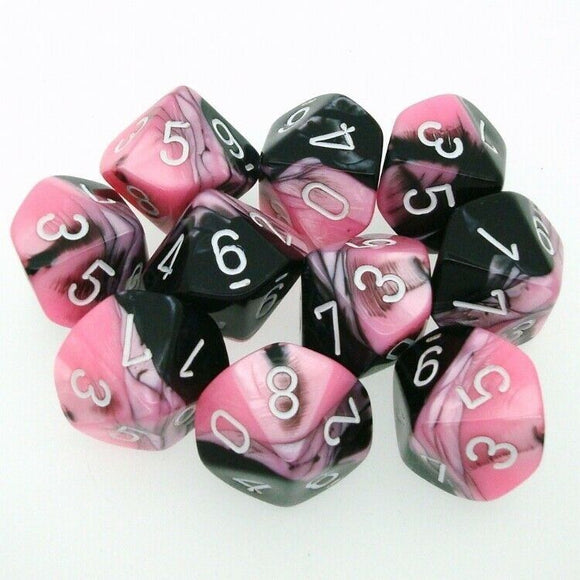 CHX 26230 Gemini Black-Pink/White Set of 10 D10 Dice