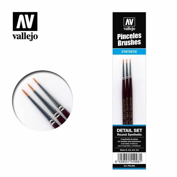 Vallejo Brushes - Definition Set Synthetic fibbers (Sizes 4/0, 3/0 & 2/0)